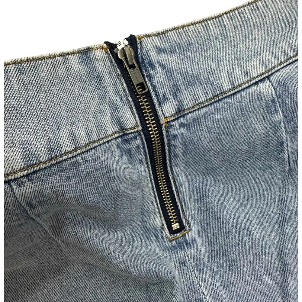 Alice + Olivia Noah Denim Pleated Miniskirt US 28 - Picture 11 of 11